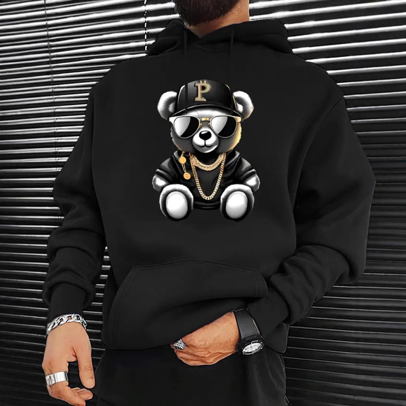 Prekogranična vanjska trgovina Europa i Sjedinjene Države muški i ženski džemper s kapuljačom hip-hop medvjeđi print jesenski i zimski flisom dugih rukava veleprodaja