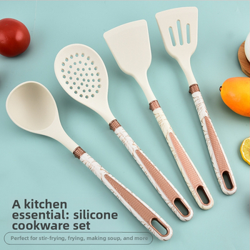 7 dalių virtuvės reikmenų rinkinys su deimanto formos raštu, tinkantis namams su laikymo lentyna, maistiniam, aukštai temperatūrai atspariam, kepimo šaukštui, kastuvui