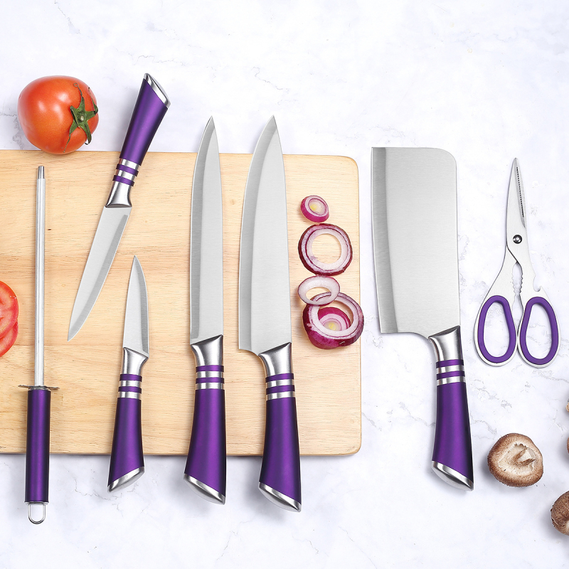 Roostevabast terasest noaülikond värvilise mustriga käepidemega kööginoaülikond puuviljanoaga köögi universaalne nugade komplekt