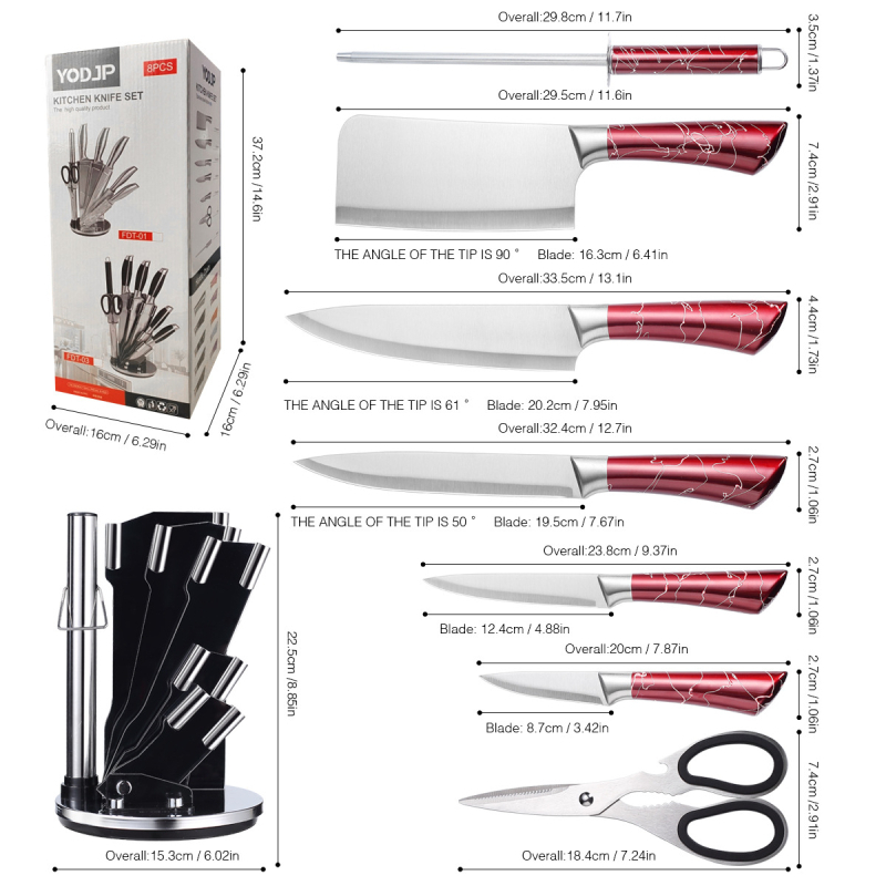 Roostevabast terasest noaülikond värvilise mustriga käepidemega kööginoaülikond puuviljanoaga köögi universaalne nugade komplekt