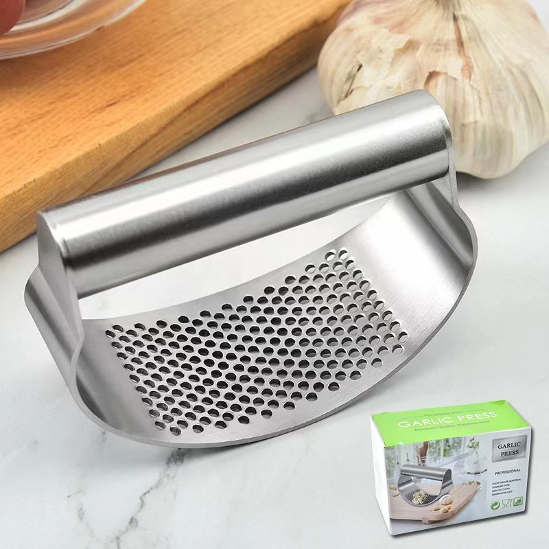 Gamintojas sandėlyje česnakų presas nerūdijančio plieno žiedinis rankinis česnakų presas česnakų presas lankinis česnakų presas