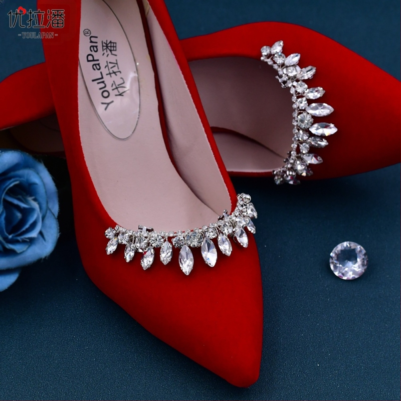 Yulapan HX39 Универсални ръчно изработени дамски обувки с диаманти, аксесоари за обувки от алуминий с катарама за булчинска рокля, сватбени обувки с цвете, подвижни