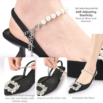 Perlų grandinėlės dirželio batų raišteliai be montavimo batai dideli be kulno basutės vaikščiojimo basutės su keliais dirželiais