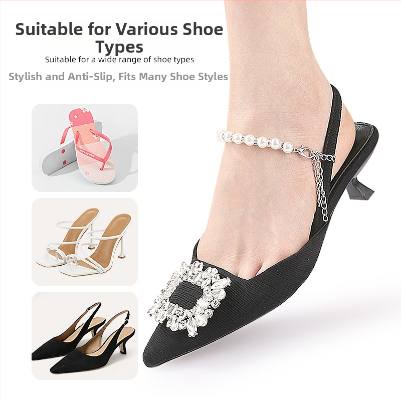 Връзки за обувки с перлена верижка, обувки без монтаж, големи сандали без ток, ходене, изпуснати с мързеливи хора, множество каишки