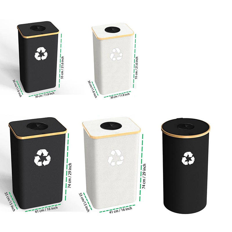 Bambusz tárolókosár fedéllel, levehető újrahasznosító palacktároló kosár szemetes Konyhai otthoni összecsukható újrahasznosító doboz