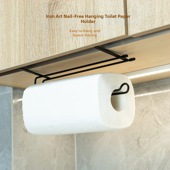 Virtuvinių rankšluosčių laikiklis, tingus rankšluosčių pakabukas, aukštas mangano plieno stovas be perforatorių, kūrybingas, prie sienos tvirtinamas ritininio popieriaus laikiklis, rankšluosčių laikymo lentynėlė