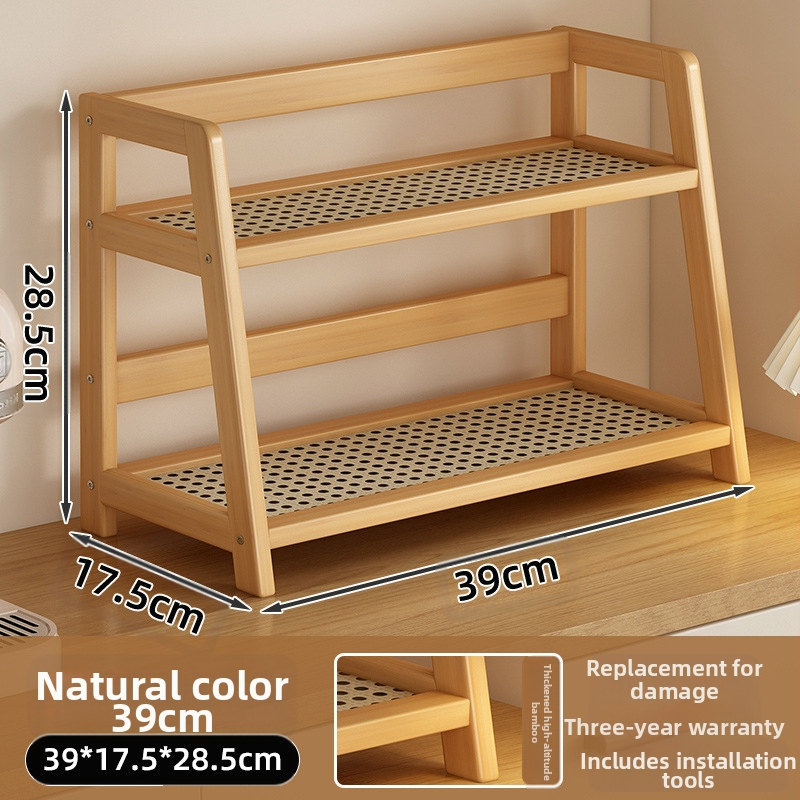 2025 Új, krémszínű rattan utánzatú, kétrétegű asztali tárolóállvány, konyhai tárolóállvány
