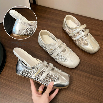 Korėjietiško stiliaus, kalnų krištolinio tinklelio laisvalaikio bateliai moterims, 2025 m. nauji, „Velcro“ stiliaus treniruočių bateliai, lengvi ir patogūs viršutiniai sportiniai bateliai.