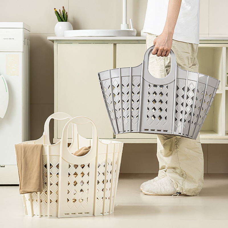 Sulankstomas nešvarių drabužių krepšelis Buitiniai nešvarūs drabužiai Plastikinis laikymo krepšys Didelės talpos tuščiaviduris nešvarių drabužių krepšys Japoniško stiliaus vonios kambario vonios krepšys