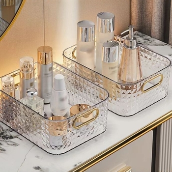 Πολυτελές κουτί αποθήκευσης με διαμάντια και ακρυλικό καλάθι αποθήκευσης μεγάλης χωρητικότητας για κρεβατοκάμαρα, μάσκα προσώπου, ράφι αποθήκευσης καλλυντικών