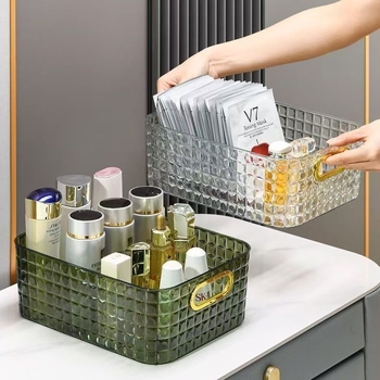 Πολυτελές κουτί αποθήκευσης με διαμάντια και ακρυλικό καλάθι αποθήκευσης μεγάλης χωρητικότητας για κρεβατοκάμαρα, μάσκα προσώπου, ράφι αποθήκευσης καλλυντικών