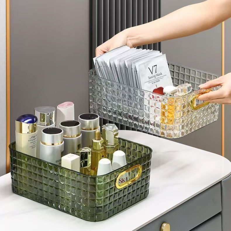 Prabangios, šviesios, prabangios, deimantinio rašto, akrilinės, didelės talpos, daiktadėžės, miegamojo, veido kaukės, kosmetikos laikymo lentynėlė