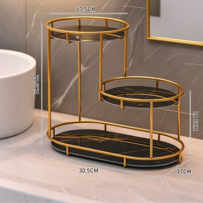 Karšto pardavimo vonios kambario laikymo lentynėlė, lengvas prabangus vonios kambario tualeto praustuvo kosmetikos laikymo lentynėlė, stalinis stalas