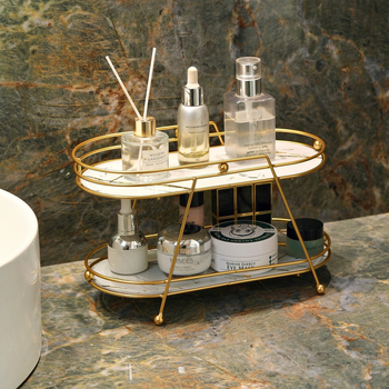 Σιδερένιος Οργανωτής Μπάνιου Υψηλής Ποιότητας Πολυστρωματικός Νιπτήρας Αποθήκευσης Μπουντουάρ Επιτραπέζιο Ράφι Αποθήκευσης Καλλυντικών