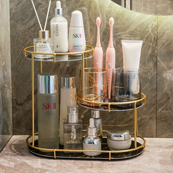 Ελαφριά πολυτελής πολυεπίπεδη βάση μπάνιου για επιτραπέζια αποθήκευση, οργανωτής μπουντουάρ, νεροχύτης μπάνιου, ράφι αποθήκευσης καλλυντικών