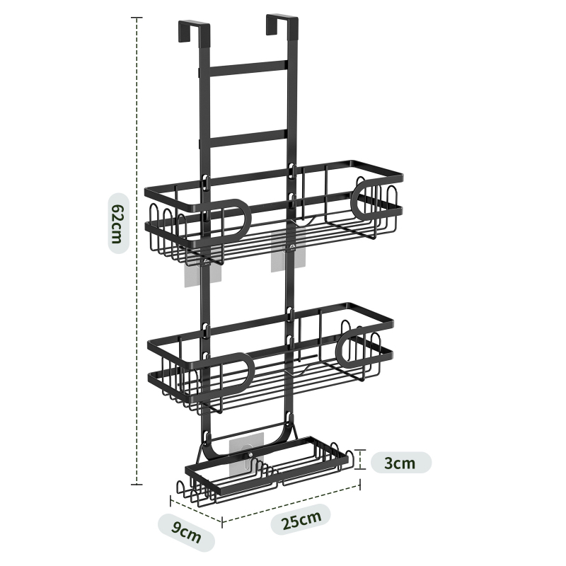 Vonios kambario daiktadėžė be perforatorių, durų pakaba, sieninė pakabinama lentynėlė, daugiasluoksnė pakabinama krepšelio laikymo lentyna, tualeto, dušo kambario daiktadėžė
