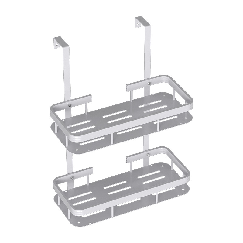Dušo lentynėlė su kabliukais gale, vonios kambariui, tualetui, daugiafunkcinė, dvigubų durų galinė lentynėlė be perforatorių.