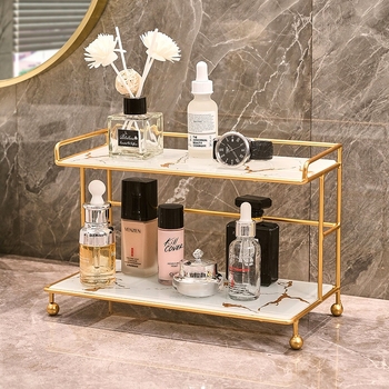 Ελαφριά πολυτελής θήκη αποθήκευσης μπάνιου χωρίς τρύπημα, θήκη αποθήκευσης καλλυντικών και προϊόντων περιποίησης δέρματος, διπλή στρώση, μεγάλη χωρητικότητα