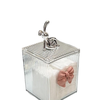 Internetinės įžymybės makiažo medvilnės laikymo dėžutė su dangteliu, apsauganti nuo dulkių, vatos tampono indelis, akrilinis permatomas dėžutė, maža papuošalų laikymo dėžutė