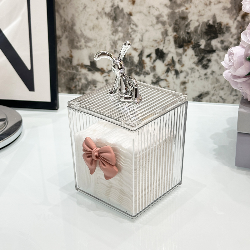 Internetinės įžymybės makiažo medvilnės laikymo dėžutė su dangteliu, apsauganti nuo dulkių, vatos tampono indelis, akrilinis permatomas dėžutė, maža papuošalų laikymo dėžutė