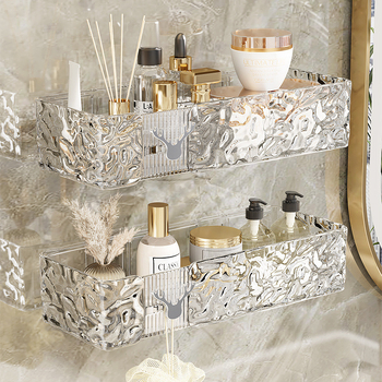 Lengvas prabangus vandens gofruotojo kartono laikymo stovas su ledynų raštu vonios kambariui ir virtuvei, didelės spalvos, sustorinta sieninė pakabinama apdailos laikymo dėžė