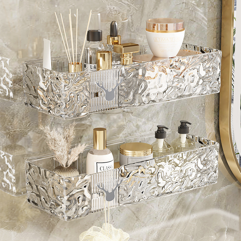 Lengvas prabangus vandens gofruotojo kartono laikymo stovas su ledynų raštu vonios kambariui ir virtuvei, didelės spalvos, sustorinta sieninė pakabinama apdailos laikymo dėžė