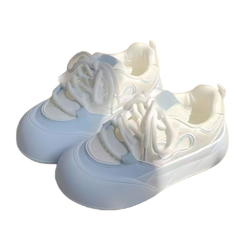 Pantofi sport de vară cu talpă groasă, respirabili, urâți și drăguți, pentru femei, 2025, noi, albi, cu talpă groasă, pentru creșterea înălțimii, mocasini de nișă