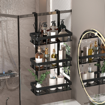 Vonios kambario daiktų laikymo lentyna, tvirtinama prie sienos, trijų sluoksnių dušo želės lentyna, pakabinamas krepšelis be perforatorių, vonios kambario daiktų laikymo lentyna