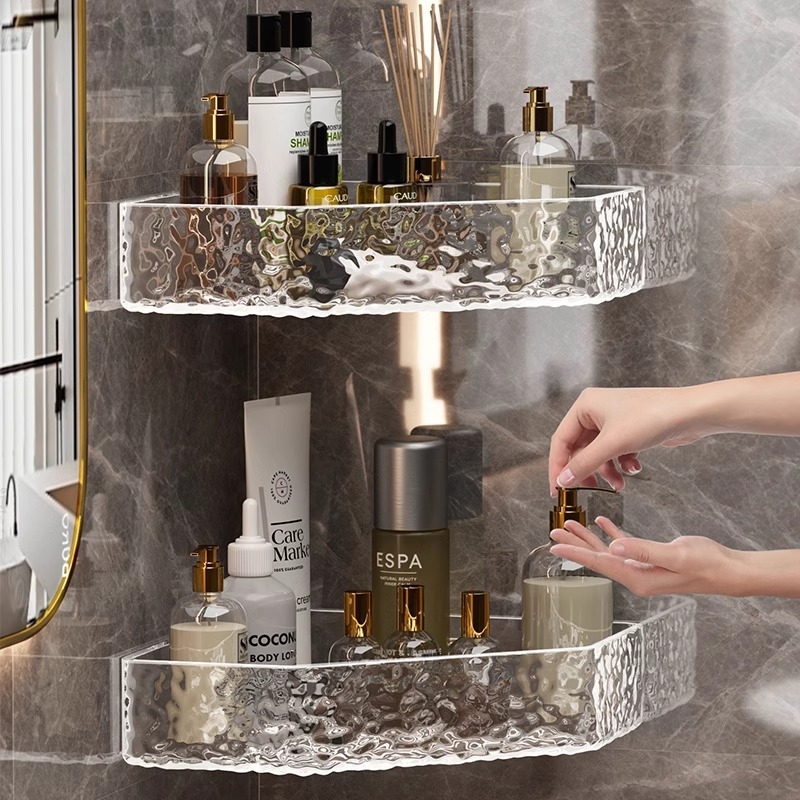 Buitinis vonios trikojis be perforatoriaus, prie sienos tvirtinamas dušo kambario odos priežiūros laikymo stovas vonios kambario lentynėlė