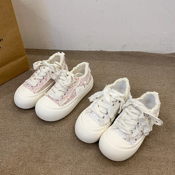 Xiaoxiangfeng Λευκά Γυναικεία Παπούτσια Υψηλής Ποιότητας All-Match με Χοντρή Σόλα και Μεγάλα Δάχτυλα, Νέα Παπούτσια από Καμβά για Άνοιξη 2025