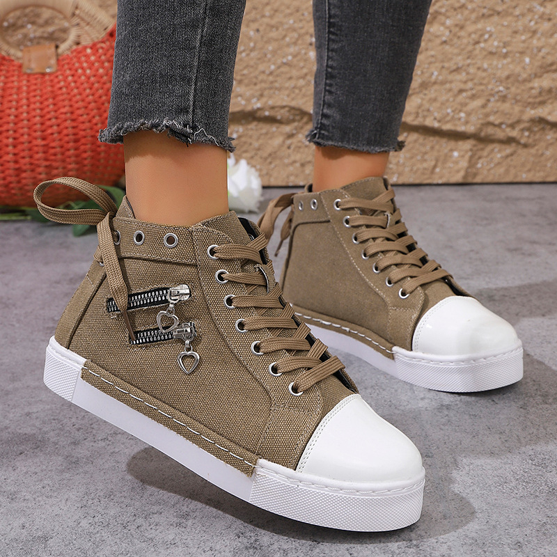 Piiriülesed uued suured suurused lõuendikingad naistele Euroopa ja Ameerika kõrged lamedad kingad naistele 2025. aasta uued tudengi riidest kingad