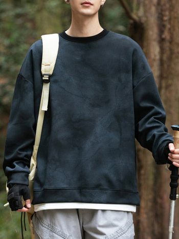 Мъжки есенно-зимен суитчър от две части с фалшива фактура Hanpai, модерен, за планински спортове на открито, с дълъг ръкав