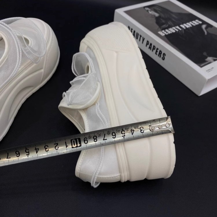 Λευκά Παπούτσια για Γυναικεία ~ Παπούτσια Mary Jane με Ρηχό Στόμα για Γυναικεία 2025 Καλοκαιρινά Σανδάλια με Χοντρές Σόλες, Λευκά Παπούτσια για Γυναικεία Παπούτσια από Μετάξι Ice Silk Mesh