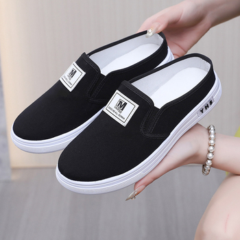 2025 m. populiarūs pavasario ir vasaros pusiau slystantys drobiniai moteriški batai, kvėpuojantys, storapadiai, laisvalaikio batai, minkštapadiai žvejo laisvalaikio batai