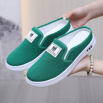 2025 m. populiarūs pavasario ir vasaros pusiau slystantys drobiniai moteriški batai, kvėpuojantys, storapadiai, laisvalaikio batai, minkštapadiai žvejo laisvalaikio batai