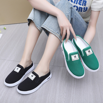 2025 m. populiarūs pavasario ir vasaros pusiau slystantys drobiniai moteriški batai, kvėpuojantys, storapadiai, laisvalaikio batai, minkštapadiai žvejo laisvalaikio batai