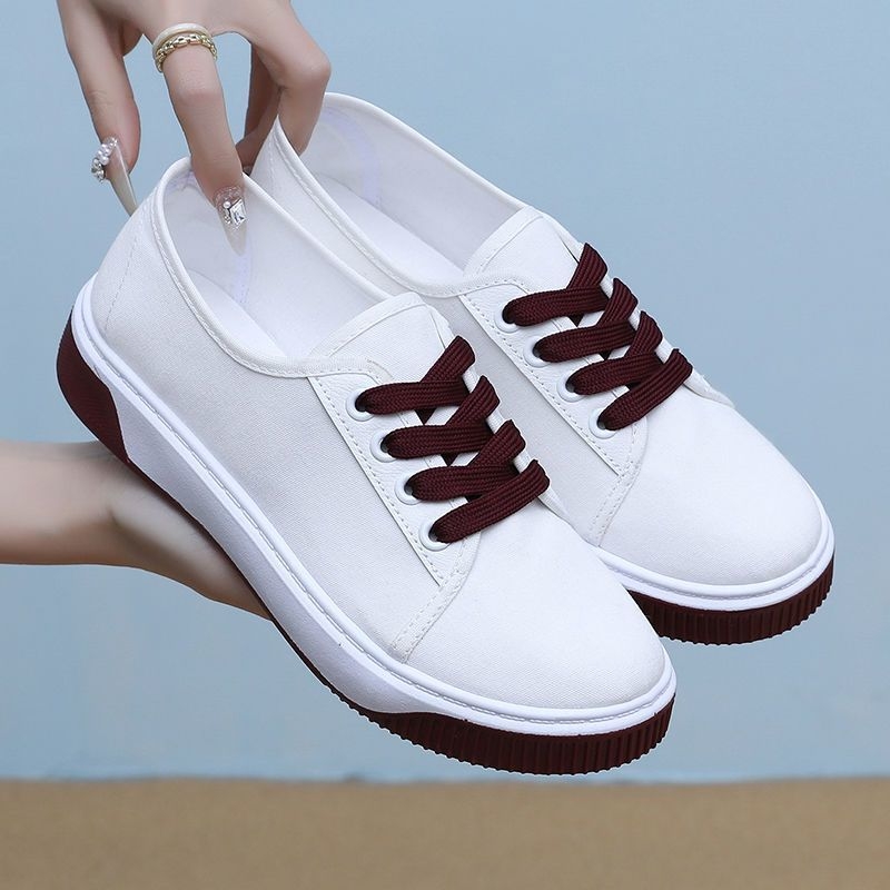 Pantofi sport casual din pânză pentru femei, pantofi sport albi versatili, pantofi sport pentru studenți, pantofi la modă 2025, pantofi de damă cu croi jos, pantofi clasici din pânză în stil coreean
