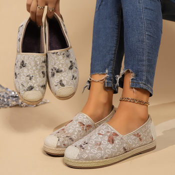 „Ins“ stiliaus paprasti laisvalaikio batai, moteriški 2024 m. naujo stiliaus užsegami apvaliomis nosimis, žvejo batai, sekli burna, plokščiapadžiai bateliai su žirneliais