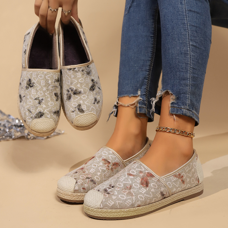 „Ins“ stiliaus paprasti laisvalaikio batai, moteriški 2024 m. naujo stiliaus užsegami apvaliomis nosimis, žvejo batai, sekli burna, plokščiapadžiai bateliai su žirneliais