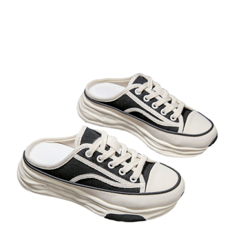 Γυναικείες παντόφλες με χοντρή σόλα και κλειστά δάχτυλα για το καλοκαίρι του 2023, μοντέρνες παντόφλες καμβά σε ασορτί χρώμα, χονδρικής