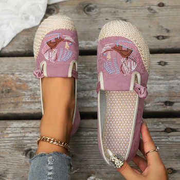 Άνοιξη και Φθινόπωρο 2024 Νέα παλιά υφασμάτινα παπούτσια του Πεκίνου Γυναικεία μονά παπούτσια Νέα κεντημένα παπούτσια κινέζικου έθνικ στιλ με μαλακή σόλα και καρό παπούτσια για μαμάδες