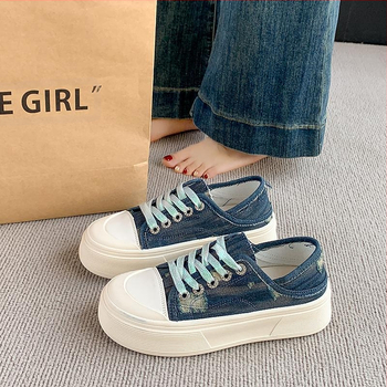 Four Seasons Boutique Farmer Vászon Művészi Stílusú Női Tornacipők Vastag Talpú Sokoldalú Női Sportcipők