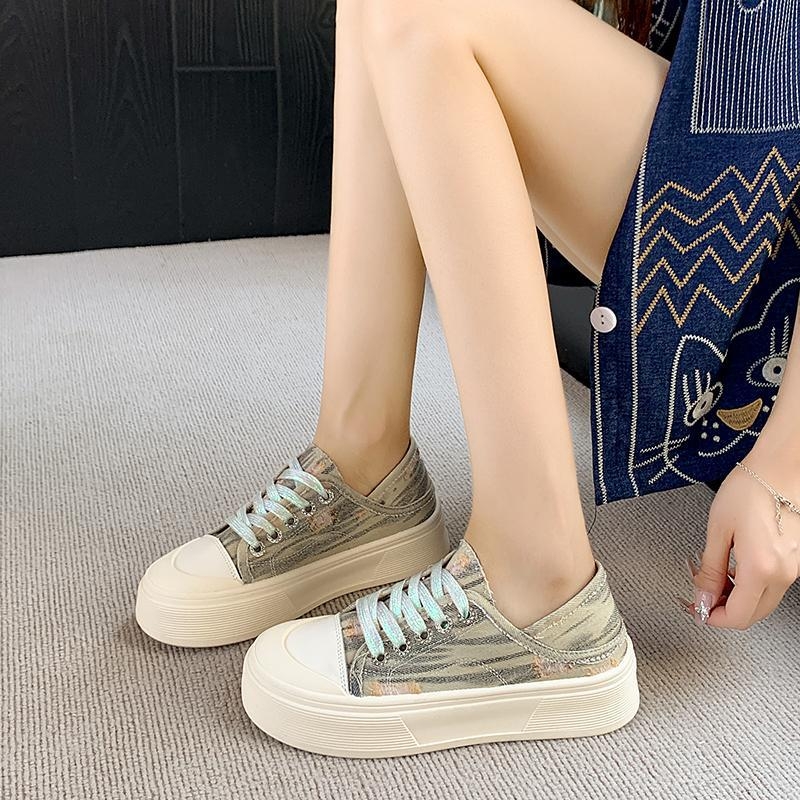 Four Seasons Boutique Farmer Vászon Művészi Stílusú Női Tornacipők Vastag Talpú Sokoldalú Női Sportcipők