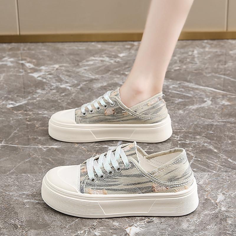 Four Seasons Boutique Farmer Vászon Művészi Stílusú Női Tornacipők Vastag Talpú Sokoldalú Női Sportcipők