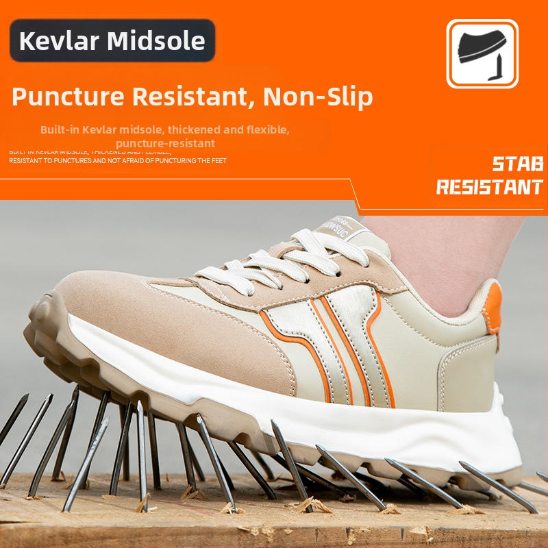 Нови дамски обувки за защита на труда, дамски устойчиви на удар, устойчиви на пробиване, леки, меки работни обувки със стоманени пръсти, дишащи, малък размер