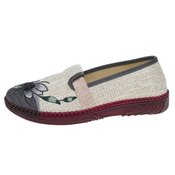 Γυναικεία παπούτσια παλαιού τύπου από ύφασμα για το καλοκαίρι του 2024, παντόφλες με χοντρή σόλα και ημι-σολά, αναπνεύσιμα παπούτσια με μαλακή σόλα και στρογγυλή μύτη, αντιολισθητικά φλατ παπούτσια