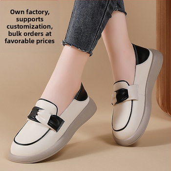 Γυναικεία φλατ παπούτσια, Άνοιξη και Φθινόπωρο 2025, Ευέλικτα λευκά μοκασίνια με χοντρή σόλα και ρηχό σχέδιο για έγκυες γυναίκες, άνετα και ρηχά