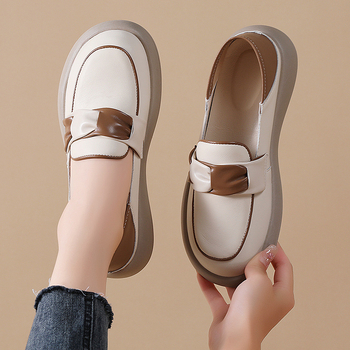 Γυναικεία φλατ παπούτσια, Άνοιξη και Φθινόπωρο 2025, Ευέλικτα λευκά μοκασίνια με χοντρή σόλα και ρηχό σχέδιο για έγκυες γυναίκες, άνετα και ρηχά