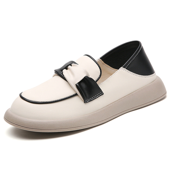 Γυναικεία φλατ παπούτσια, Άνοιξη και Φθινόπωρο 2025, Ευέλικτα λευκά μοκασίνια με χοντρή σόλα και ρηχό σχέδιο για έγκυες γυναίκες, άνετα και ρηχά