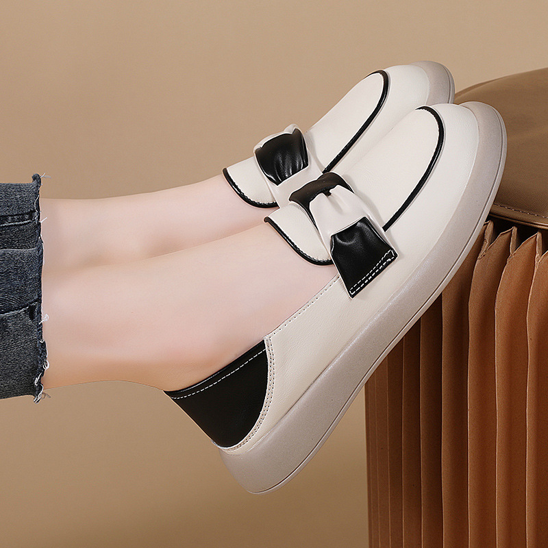 Γυναικεία φλατ παπούτσια, Άνοιξη και Φθινόπωρο 2025, Ευέλικτα λευκά μοκασίνια με χοντρή σόλα και ρηχό σχέδιο για έγκυες γυναίκες, άνετα και ρηχά